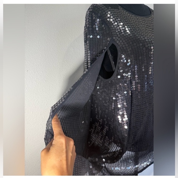 DKNY Black Sequin Women's elegant cape blazer - Picture 13 of 13